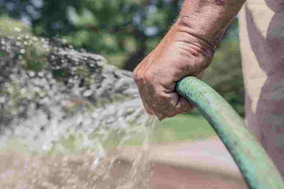 watering a compost pile