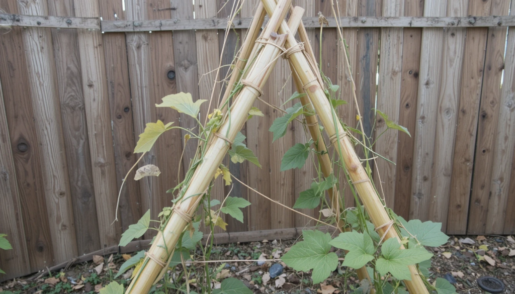 Bamboo Trellis for cucumbers