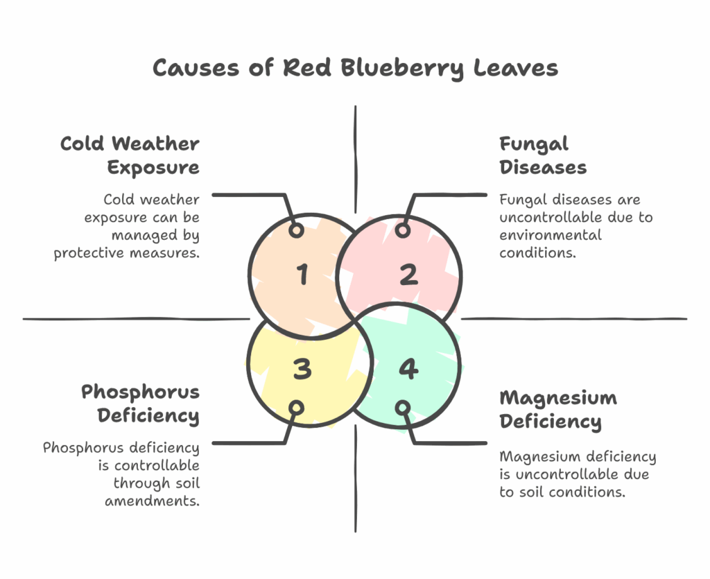 why blueberry leaves turning red