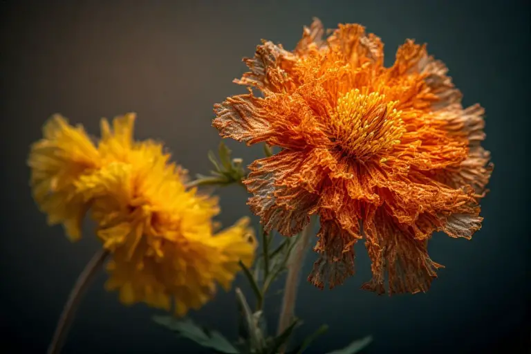 under watered marigold plant