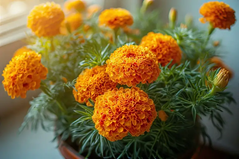 marigold plant in a container