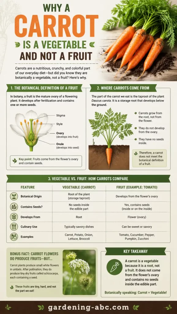 deail infographic showing why a carrot is a vegetable and not a fruit