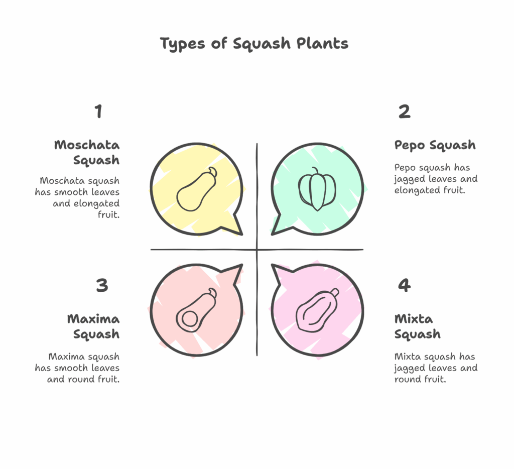 types of squash plants