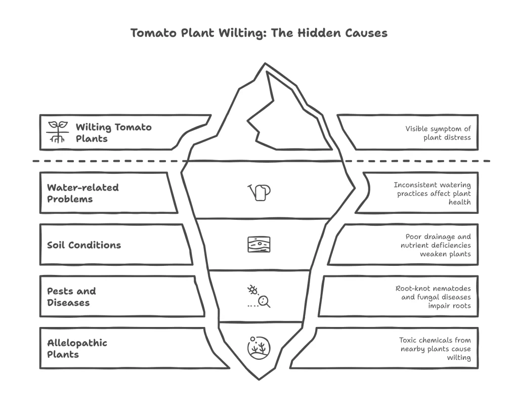 Causes of wilting in tomatoes