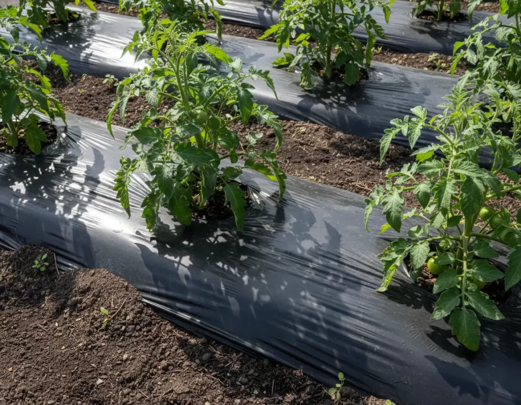 Plastic mulch for tomatoes