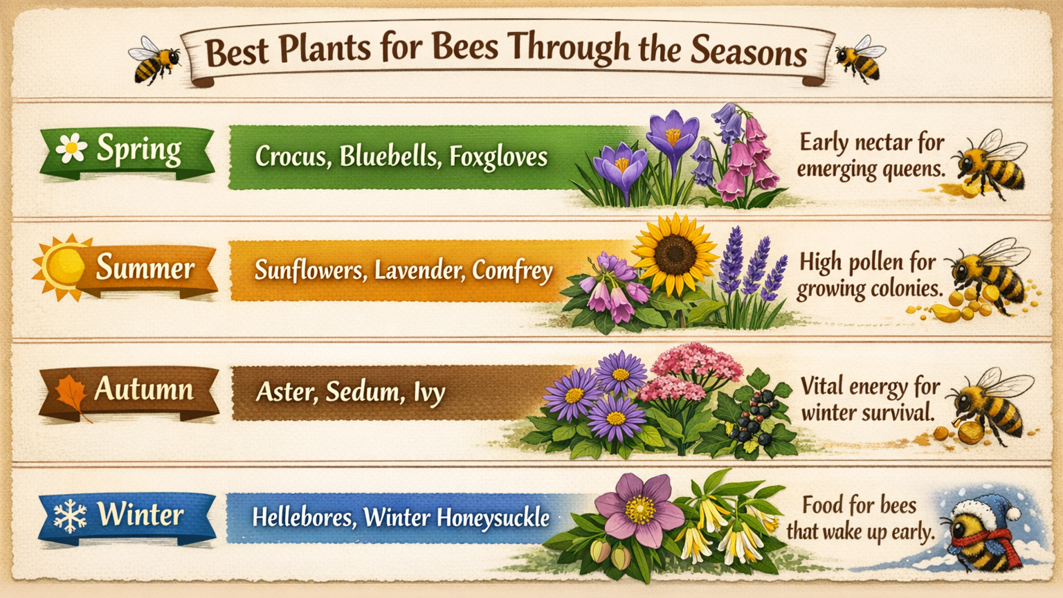 Table: The Bee-Friendly Planting Calendar